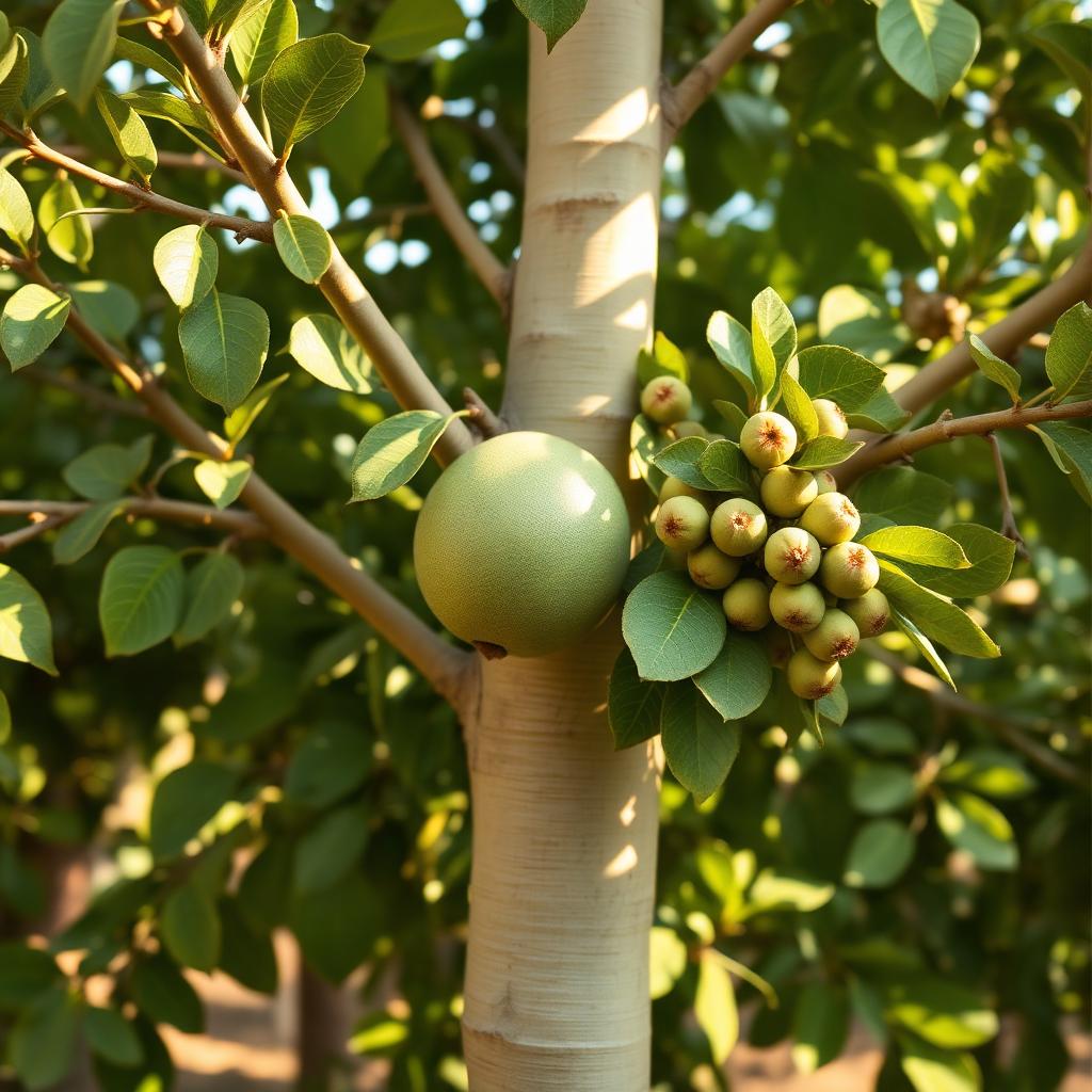 شجرة الجوافة (Psidium guajava — Myrtaceae) — النبات/الشجرة كاملاً في البيئة: شجرة الجوافة الكاملة وسط بستان منزلي في هيبان — Psidium guajava — ملحق الثمار والشجيرات الاستوائية بمحلية هيبان الكبرى [heiban-guava-tree.jpg]